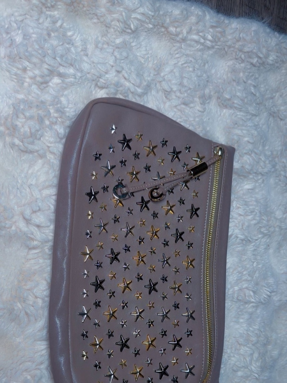 Jimmy Choo Mauve Star-Stud Zip Clutch